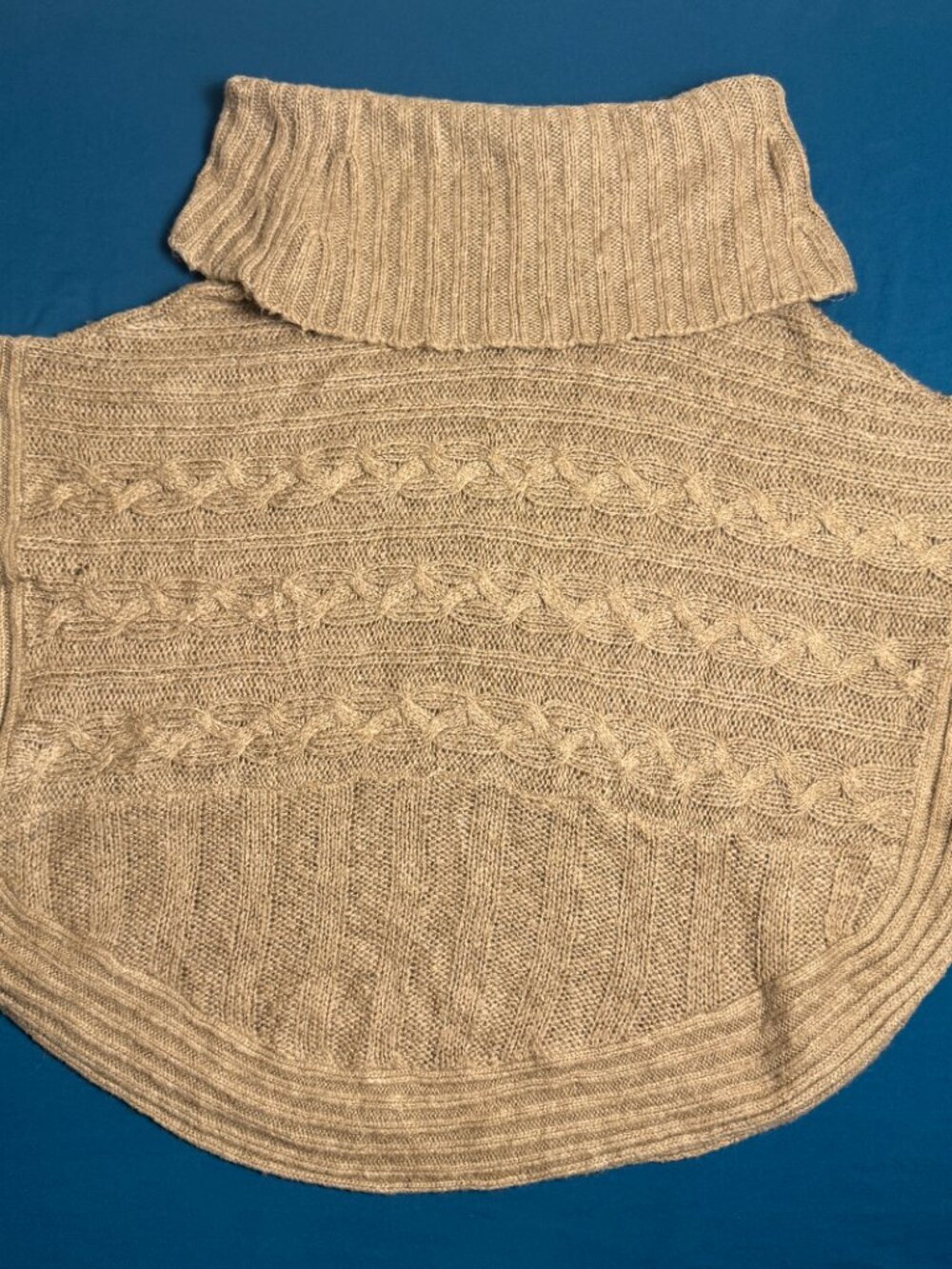 MICHA  Sweater Womens XL  KHAKI Cable Knit Turtleneck Grannycore